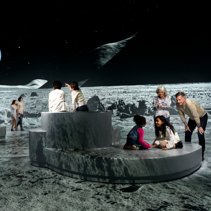 Groups sitting on the moon