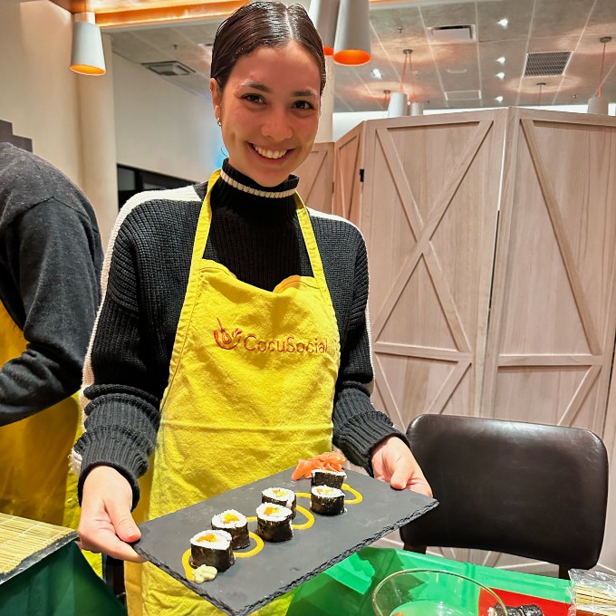 Girl with Finished Sushi