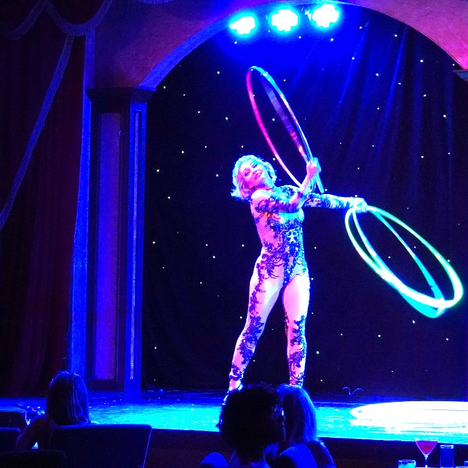 Woman performing with hoops