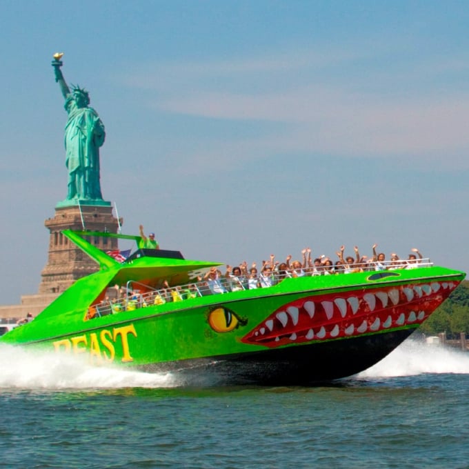 The Beast in front of Statue of Liberty