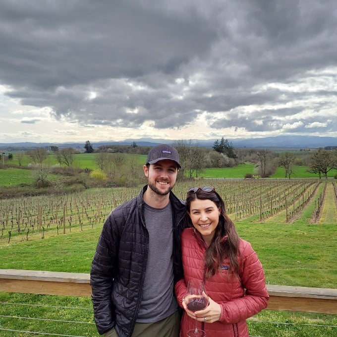 Two people at vineyard